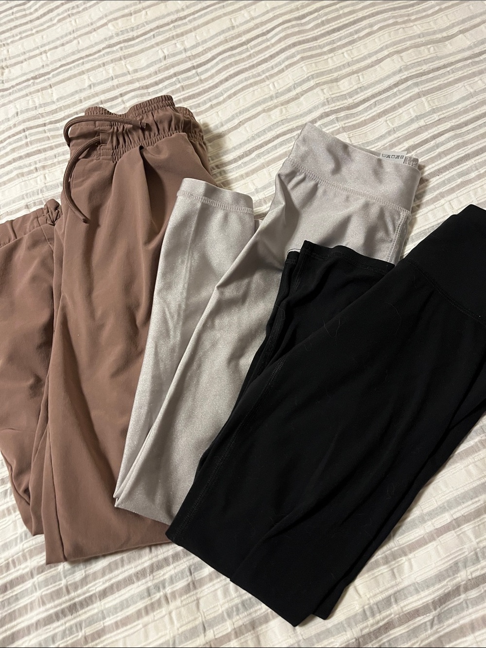 3 Pair All in motion & Tea Kids Leggings Trio - Black, Taupe, Light Gray size 6